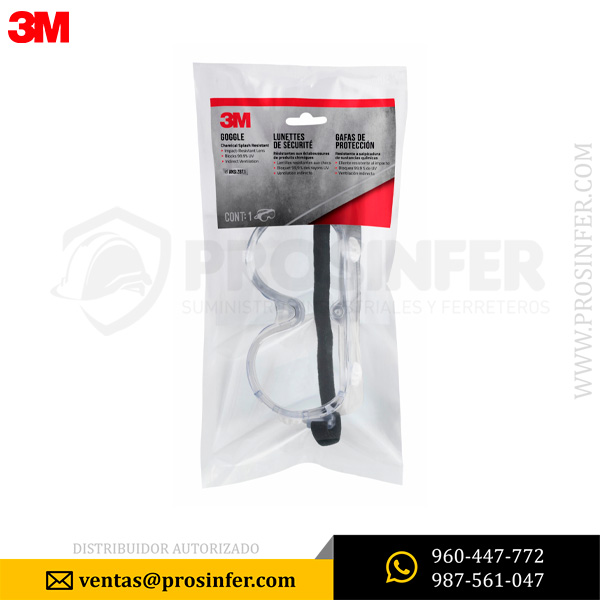 Prosinfer - Seguridad IndustrialGafa Goggle Chemical 3M Gafa Goggle Chemical 3M